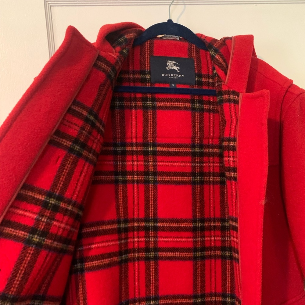 Burberry London Red Wool Toggle Coat Sz S